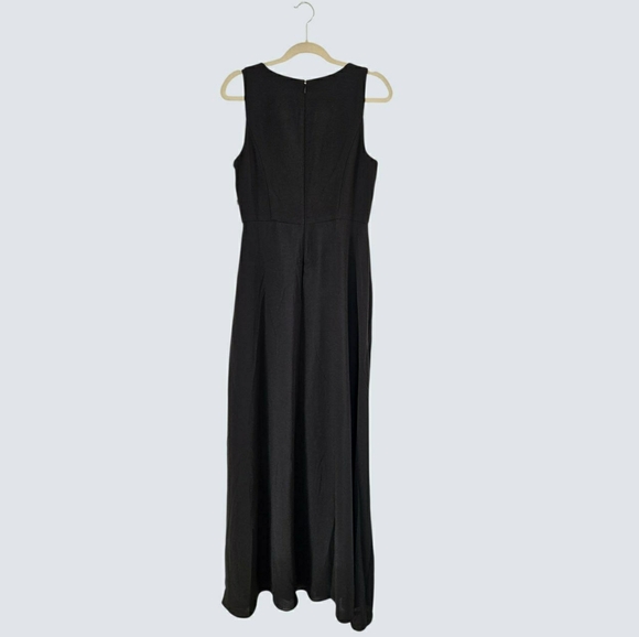 Adrianna Papell Black Crepe Overlay Sleeveless Jumpsuit Size 10 - Picture 5 of 11